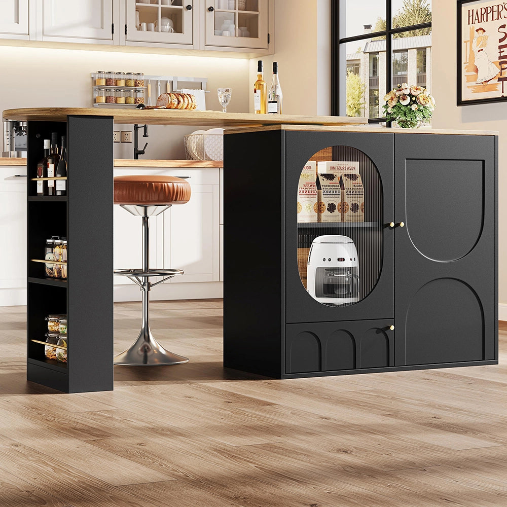 Tavolo bar rotante 360° - Xylo - con ripiano bianco/nero 138x39x102cm