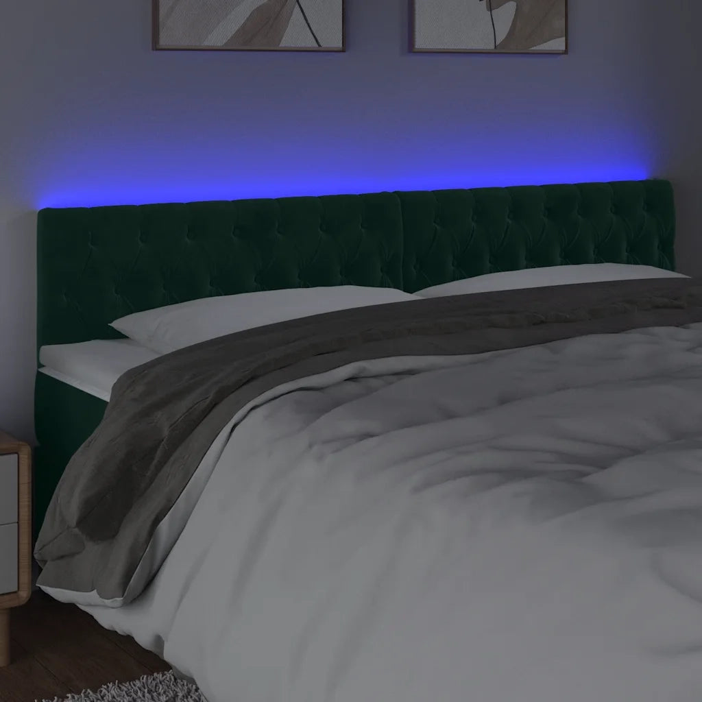 Testiera a LED Verde Scuro 200x7x78/88 cm in Velluto 3122017