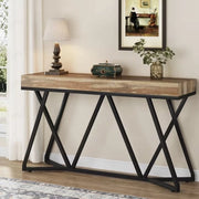 Tavolo di Sostegno Decorativo 140 cm – stile moderno in legno - stile Farmhouse con cornice metallica unica