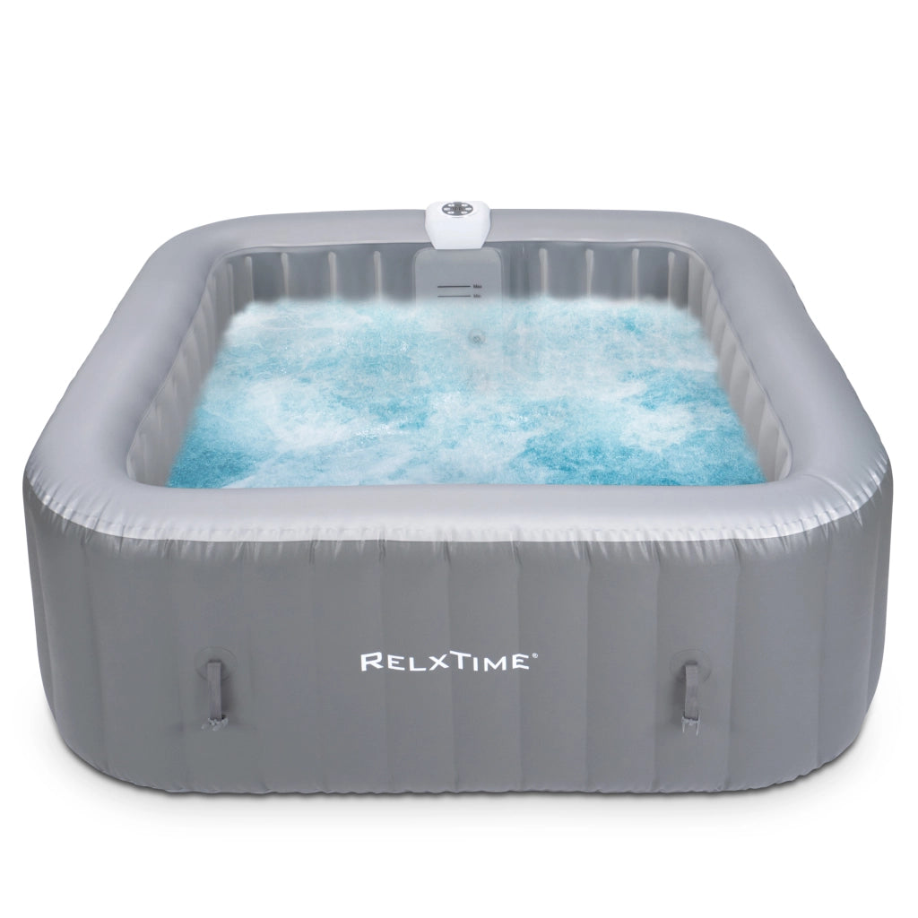 Spa gonfiabile quadrata 6 posti - RELXTIME - 130 getti - Grigio - Filtro e copertura inclusi