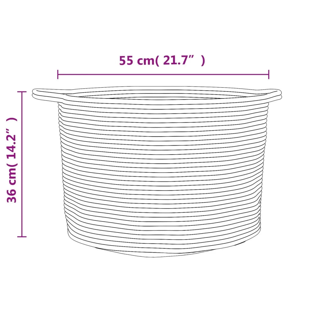 Cesto per Biancheria Grigio e Bianco ?55x36 cm in Cotone CFW8468373