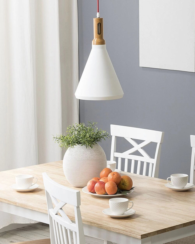 Lampada a Sospensione Colore Rame Bianco Alluminio Forma Campana Illuminazione Operativa Moderna
