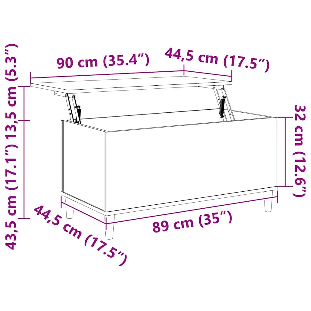 Tavolino Salotto Grigio Cemento 90x44,5x45 cm Legno Multistrato 819584