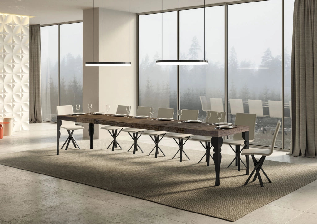 Tavolo allungabile 140/400x90 cm Paxon Premium noce gambe antracite