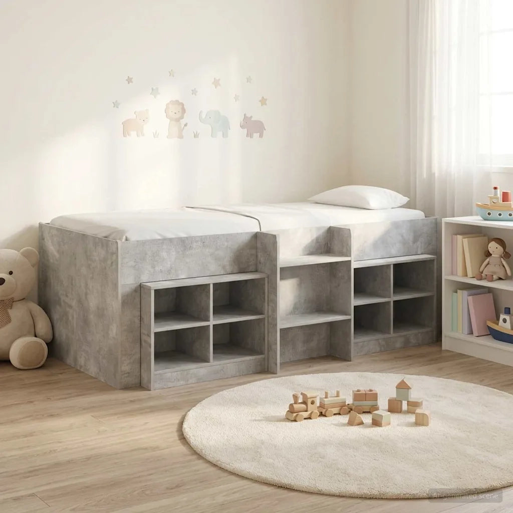 Struttura Letto Loft con Mobile 3 pz Grigio Cemento 3423409