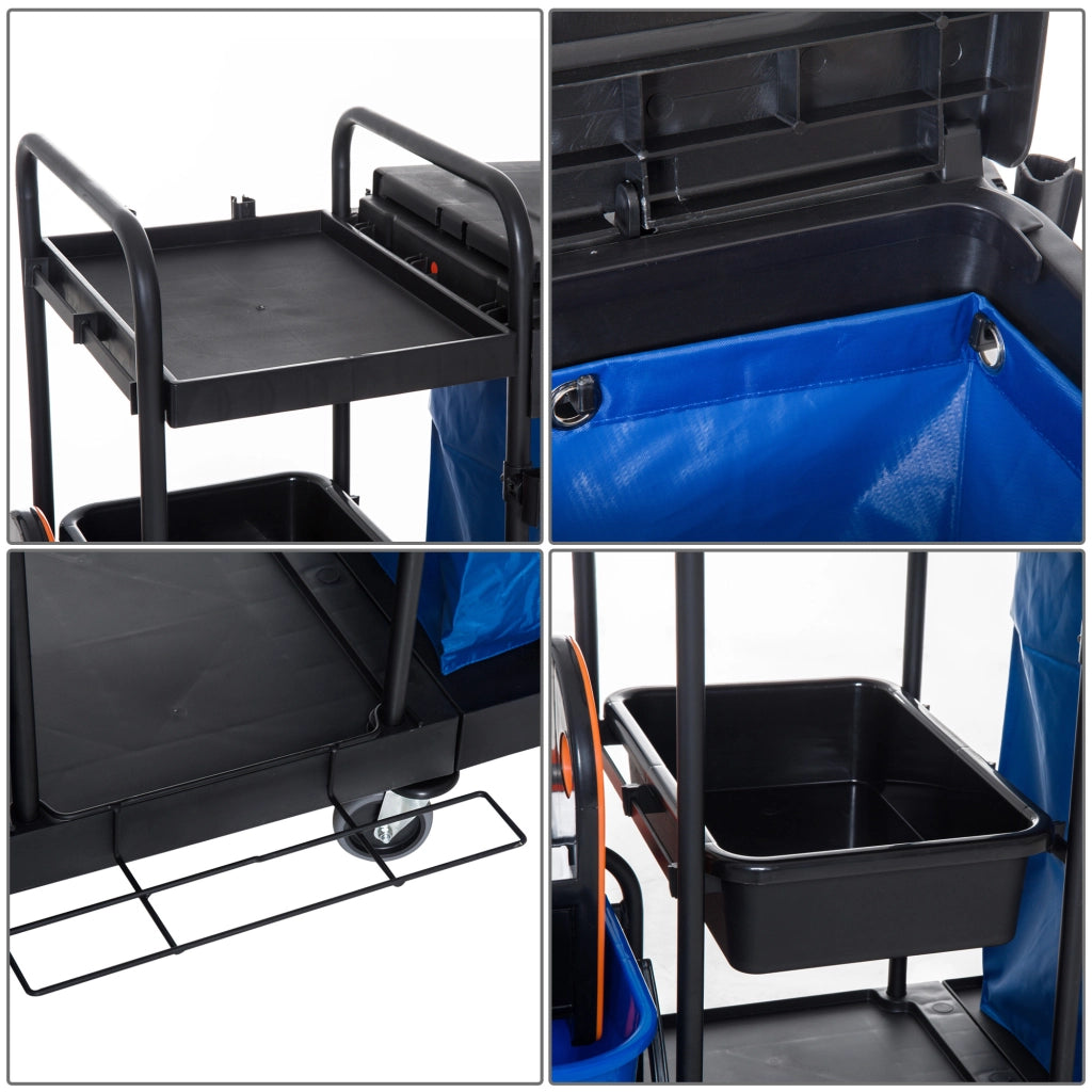 Carrello Pulizie Professionale 3 Ripiani ¨C Minimal ¨C Nero 111x63.3x103 cm