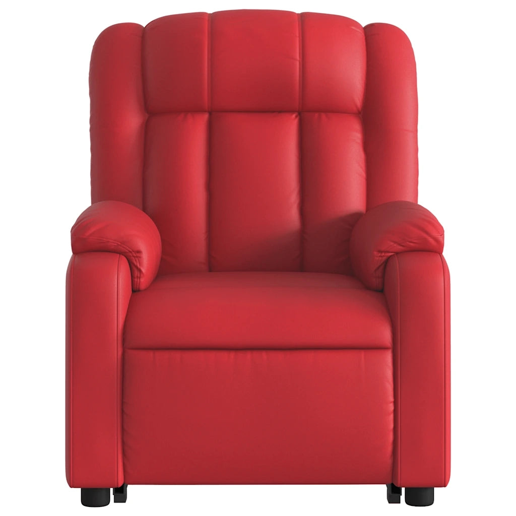 Poltrona Alzapersona Reclinabile Massaggio Rosso in Similpelle 3205276