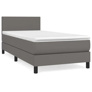 Letto singolo | Letto per adulti | Giroletto a Molle con Materasso Grigio 90x190 cm in Similpelle