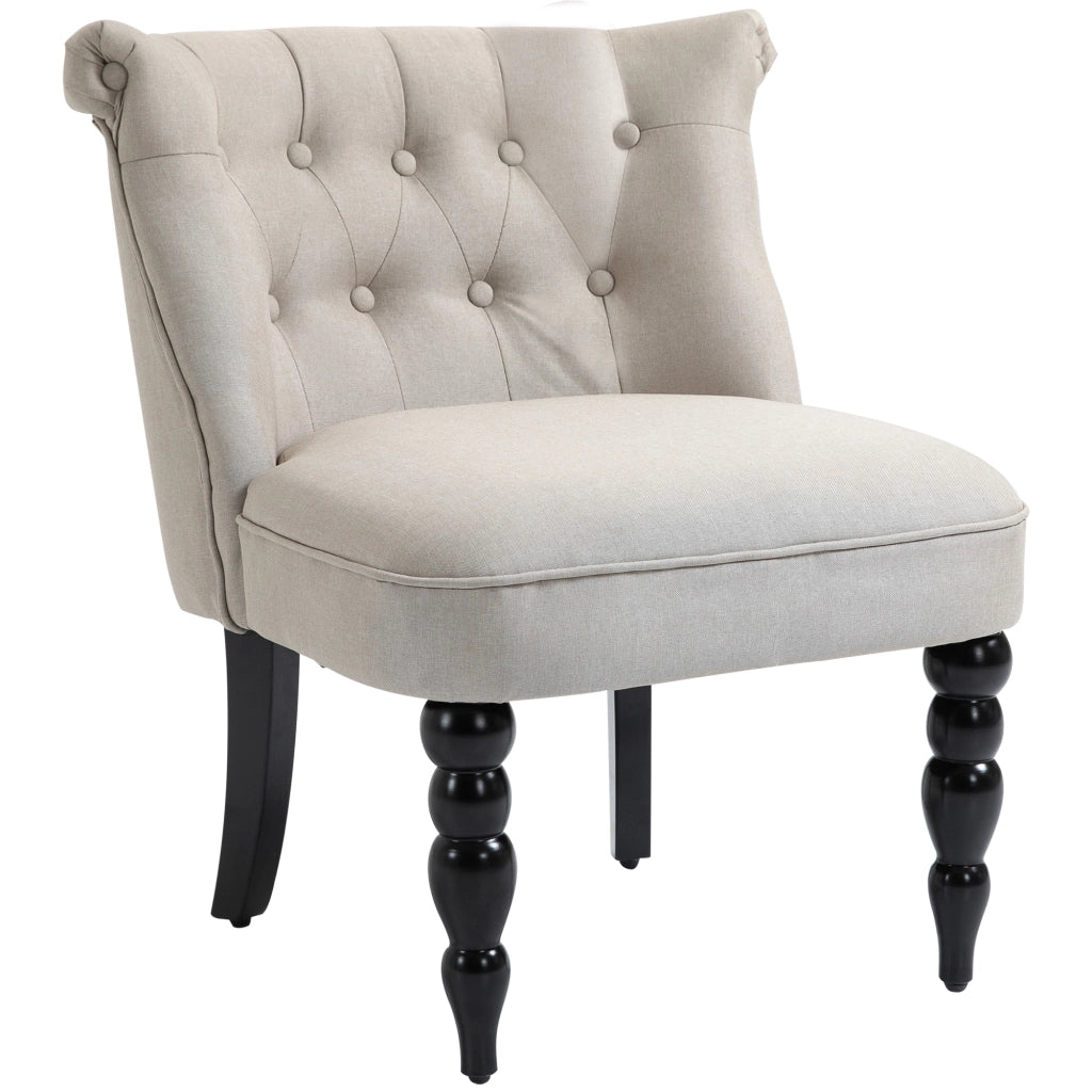 Poltrona Relax Vintage in Tela Beige con Gambe in Legno ¨C zephmum ¨C 100x80x90