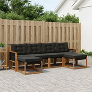 Set di divani da esterno con cuscino 6 pcs Naturale e Nero 3382128