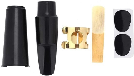 Set di accessori per altosassofono 5-in-1 con bocchino in ABS, morsetto, copertura, chiusura metallica e pedale rosso