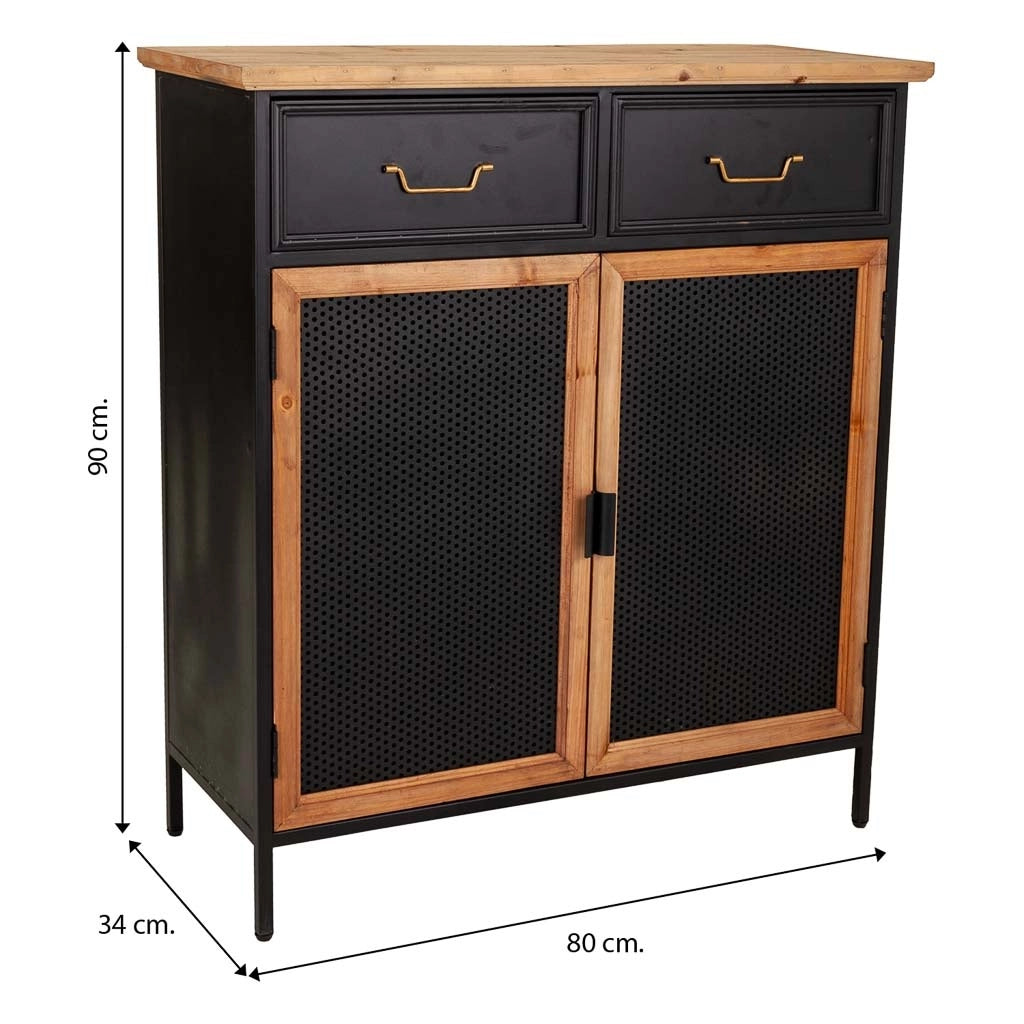 Mobile da ingresso in legno e metallo nero 80x34x90h