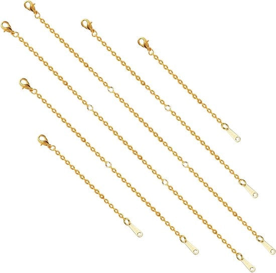 Kit di estensione per catene da 6 estensioni in acciaio inossidabile 7,5cm 12,7cm 18cm - Allungatori per catene - Color oro