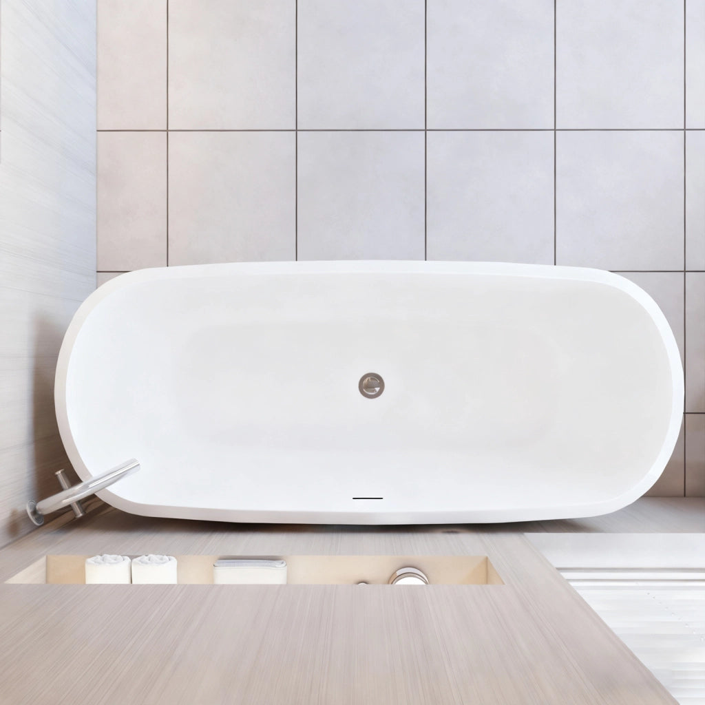 Vasca da Bagno a Isola Freestanding in Acrilico da 170x78x60 cm, Colore Nero, Forma Ovale