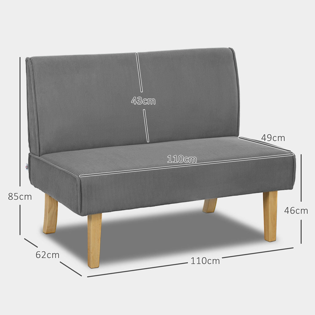 DIVANO 2 POSTI 110 x 62 x 85 cm Grigio in poliestere