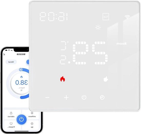 Termostato per riscaldamento a pavimento acqua 3A Termostato Wi-Fi intelligente digitale - compatibile con Alexa Google Home - bianco