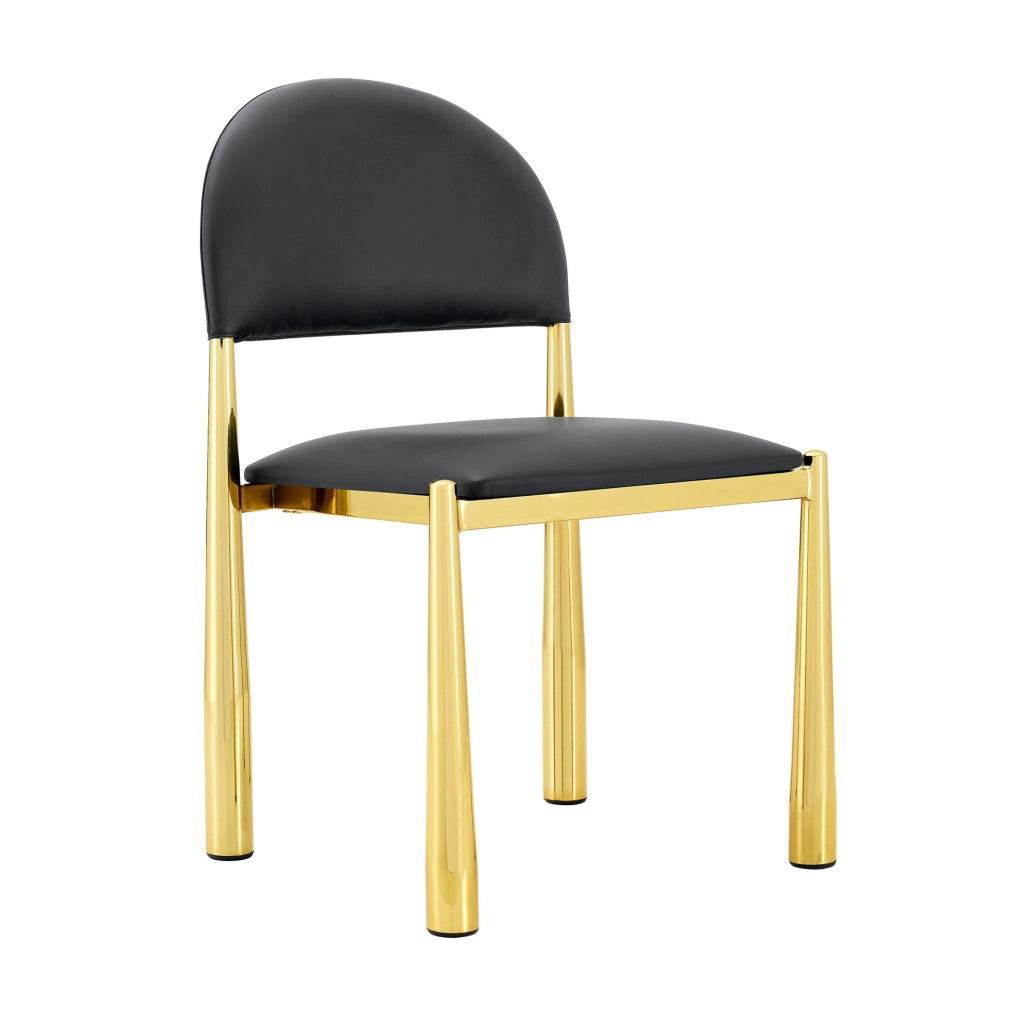 Sedia da pranzo in PU e metallo; schienale ergonomico; nero