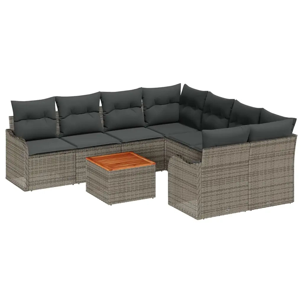 Set Divano da Giardino 9 pcs Grigio polyrattan 3356102