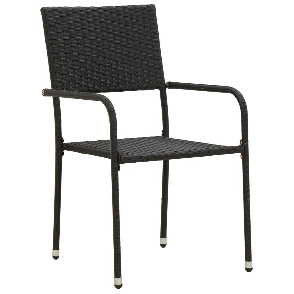 Set da Pranzo per Esterni 5 pz in Polyrattan Nero 3120096