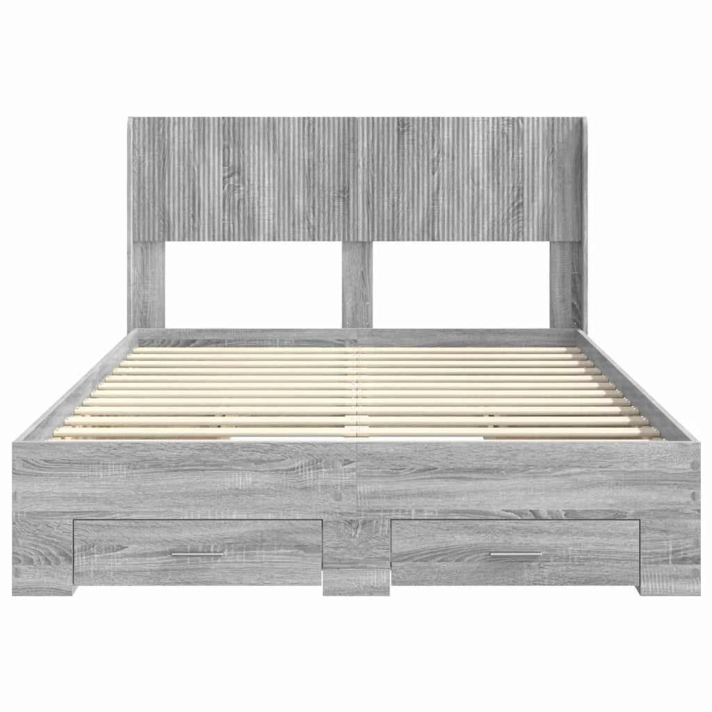 Struttura del letto con stoccaggio e testata Sonoma grigio 3414496