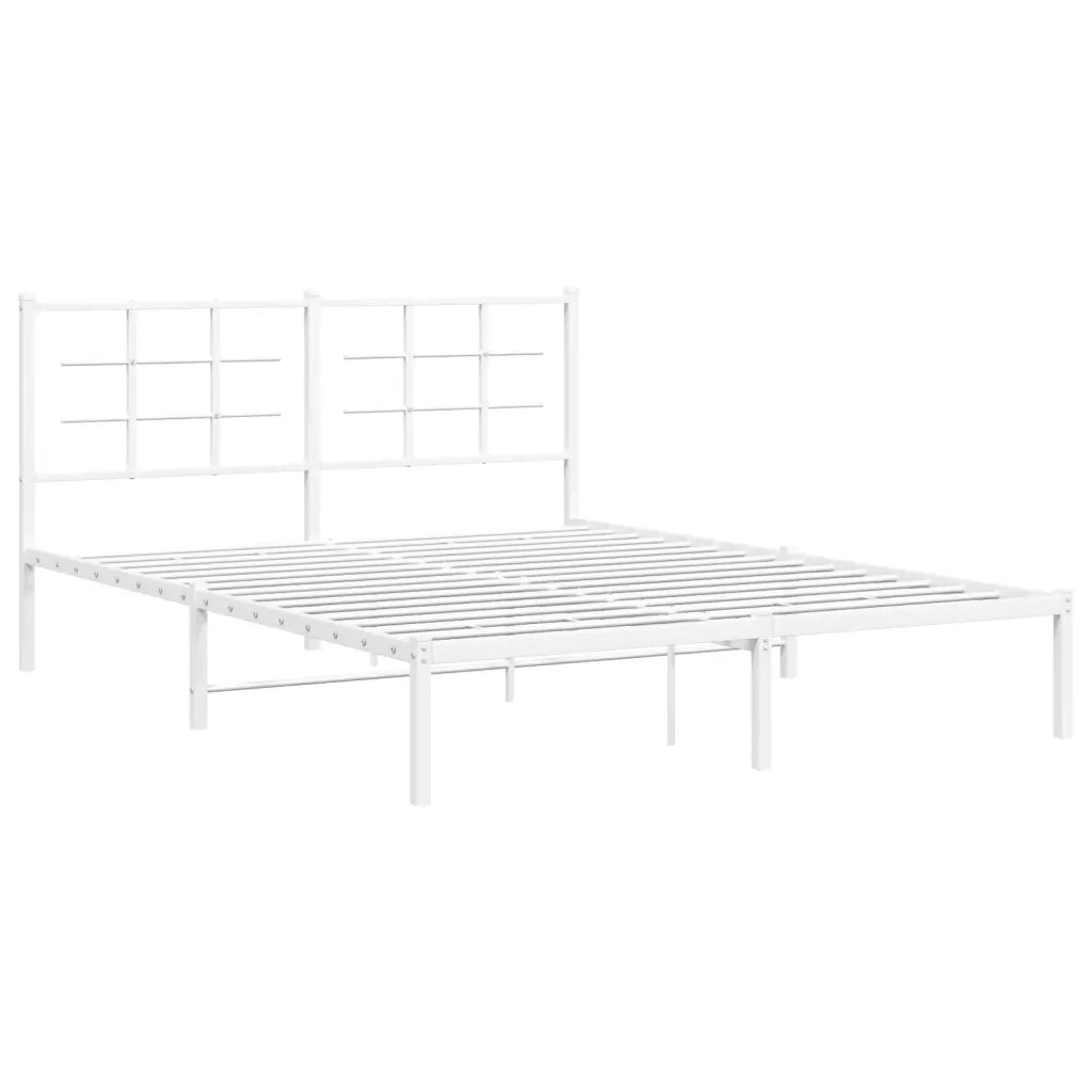 Letto matrimoniale | Letto per adulti | Giroletto con Testiera Metallo Bianco 160x200 cm