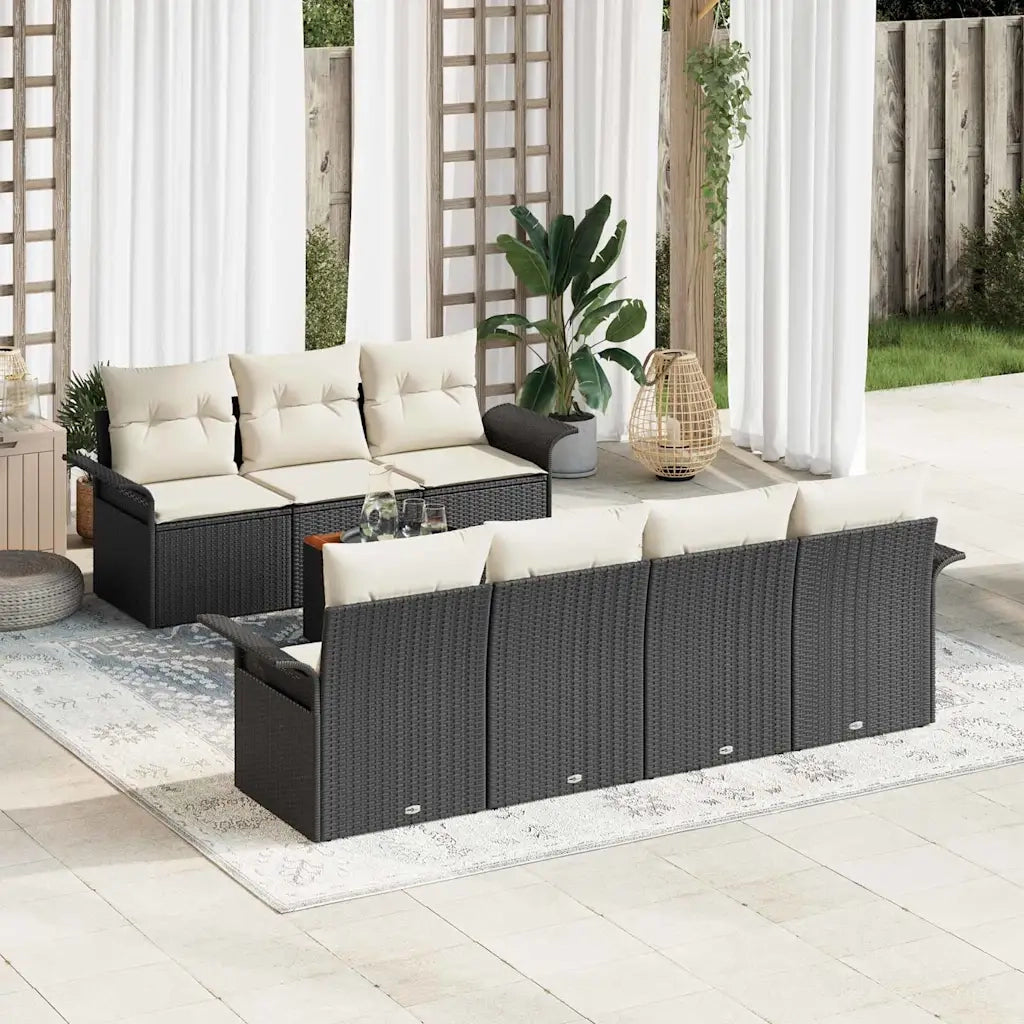 Set Divano da Giardino con cuscino 8 pcs Nero polyrattan 3347285