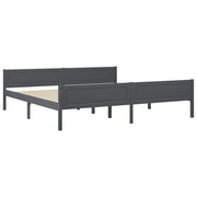 Giroletto senza Materasso-Struttura Letto Legno Massello Pino Grigio 200x200 cm