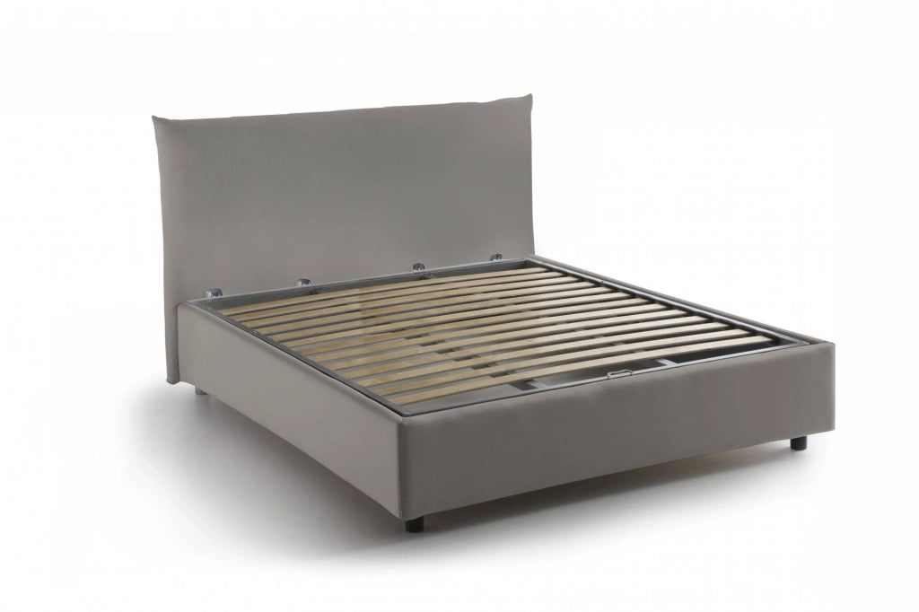 Amorino, Letto Piazza e Mezza Sfoderabile Made in Italy, Grigio Tortora