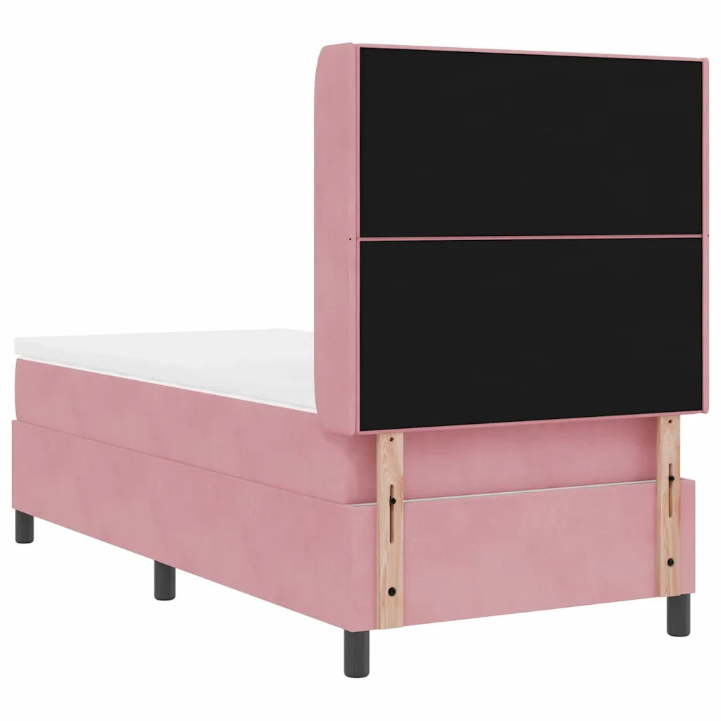 Letto a molle con materasso Rosa 90 x 190 cm Velluto 3341989