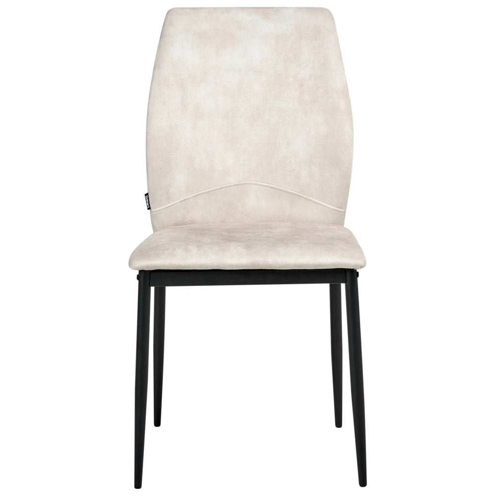 Set di 4 sedie da pranzo Rivestimento in tessuto Seduta imbottita Gambe in ferro beige chiaro