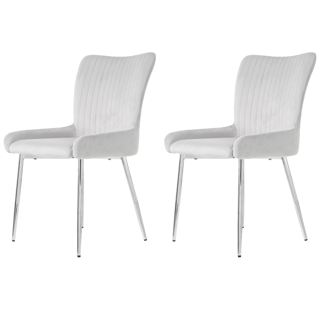 Set di 2 sedie da pranzo in velluto con gambe in metallo per soggiorno grigio