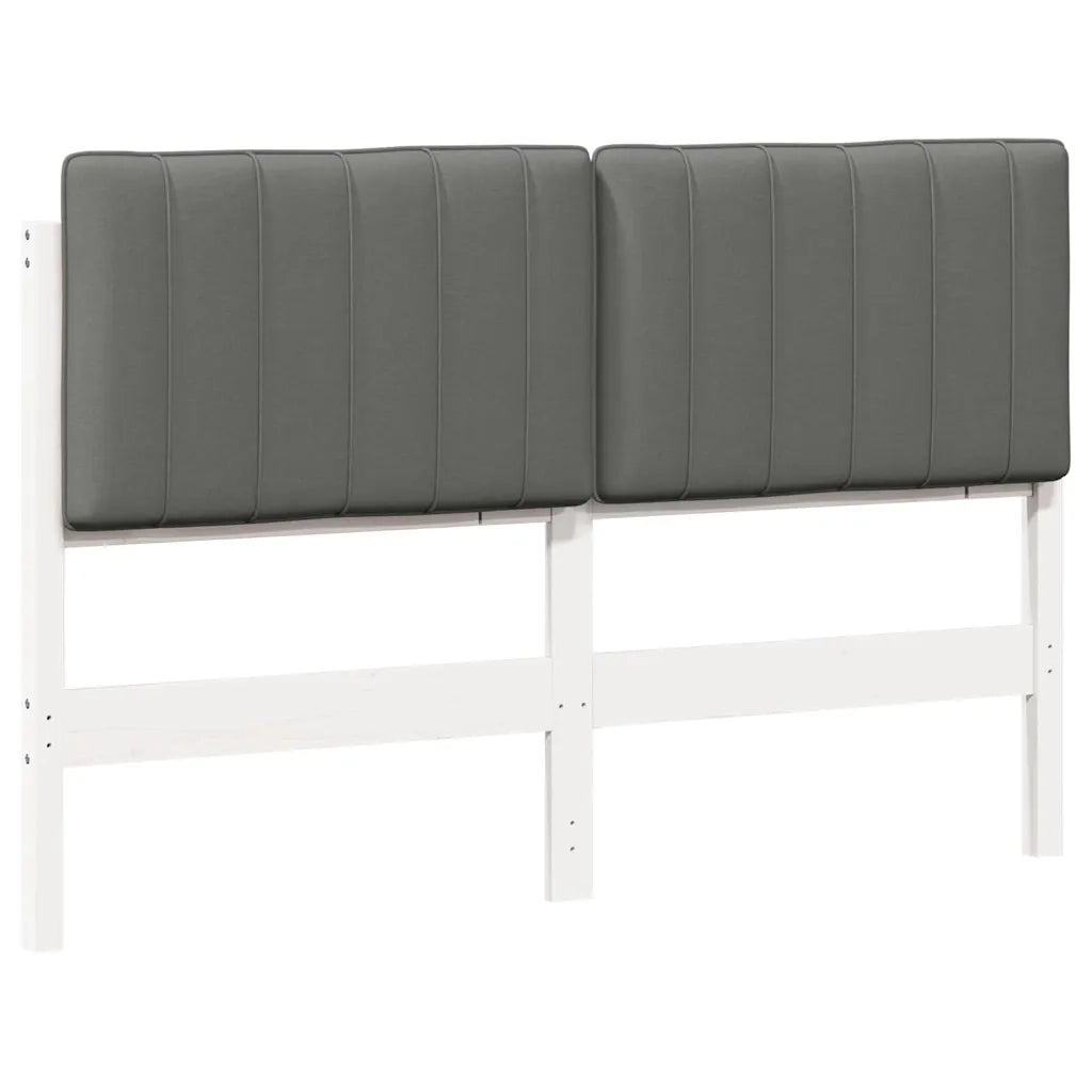 Testiera | Testata imbottita Bianco e grigio chiaro 140 cm Pino massello