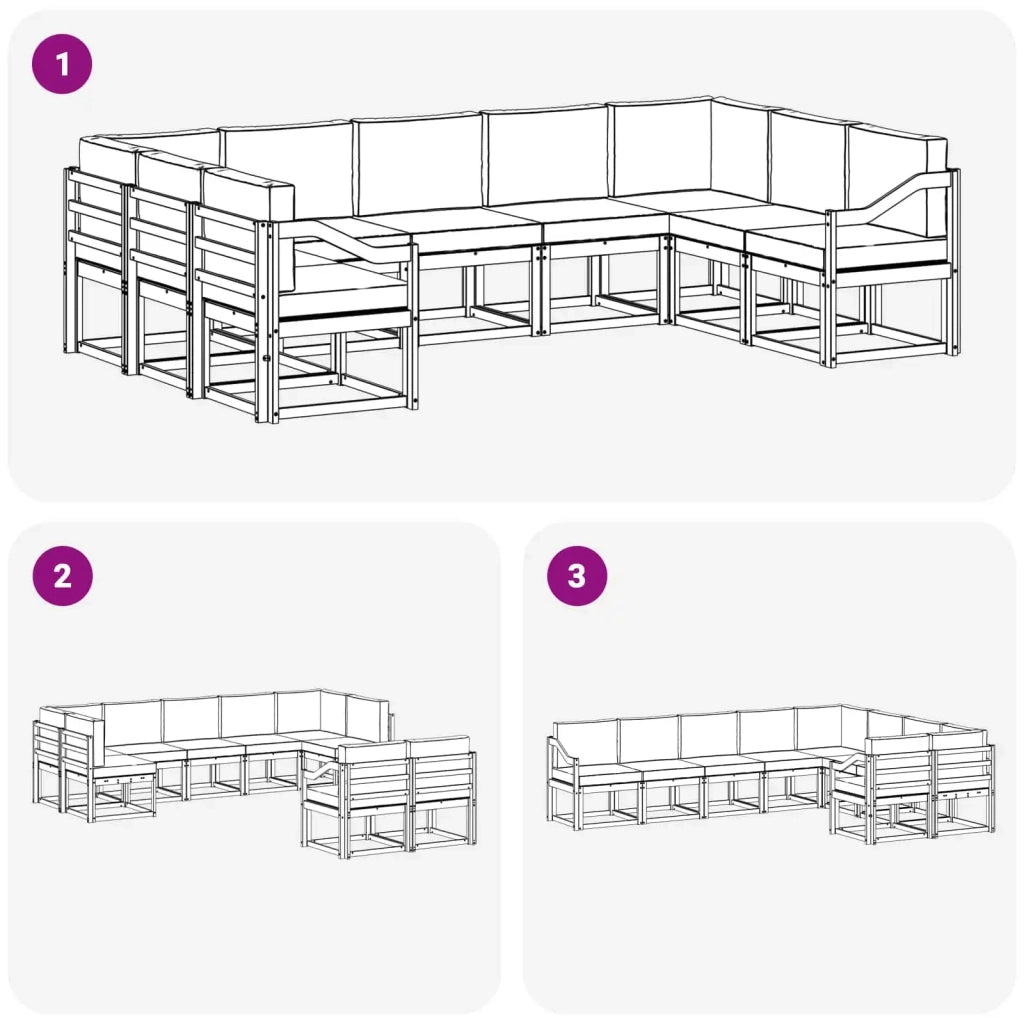 Set di divani da esterno con cuscino 9 pcs Bianco e Antracite 3388236