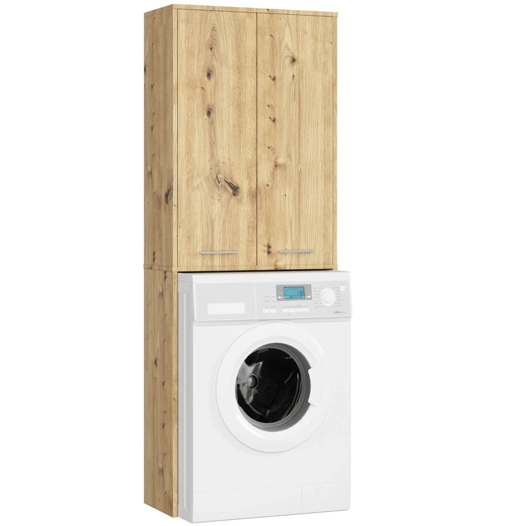 Colonna da bagno AKORD FIN per incasso di una lavatrice Quercia Artisan 64 cm 2 ante 64x30x180 cm