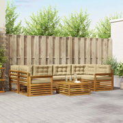 Set di divani da esterno con cuscino 7 pcs Naturale e Beige 3373088