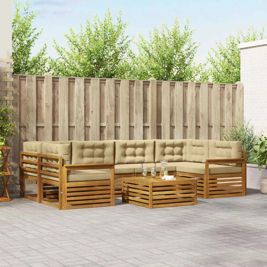 Set di divani da esterno con cuscino 7 pcs Naturale e Beige 3373088