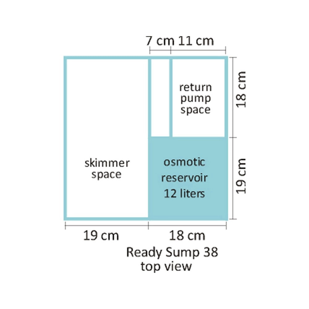 Blau Aquaristic Ready Sump 38 - sump in vetro a scomparti 50L cm38x38x40h