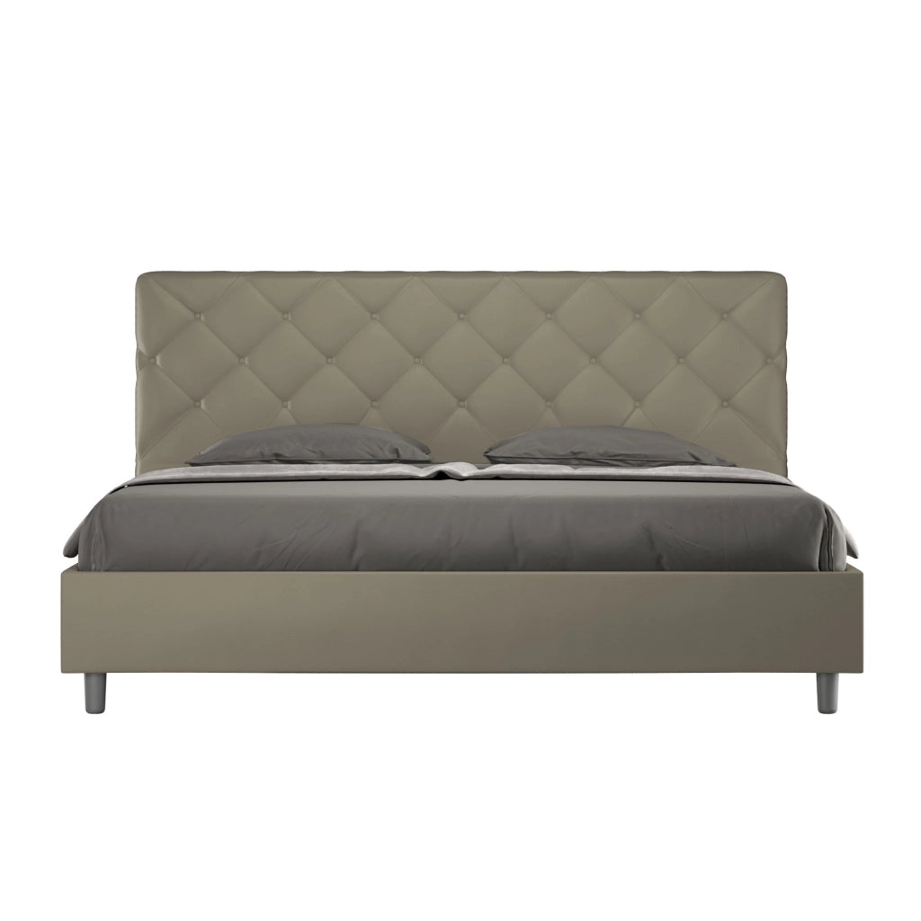 BS COM Letto con rete imbottito 180x190 similpelle cappuccino