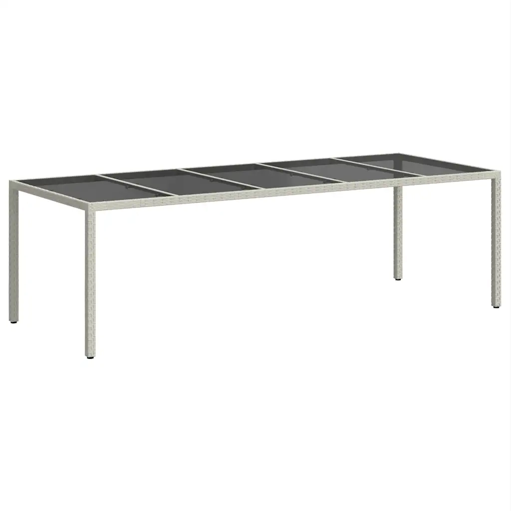 Tavolo Giardino Bianco 250x100x75 cm Polyrattan Vetro Temperato 362556