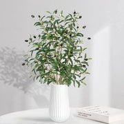 Piantine artificiali di olivo 75 cm | 2 pezzi di piante finte per vaso e bouquet | Foglie e rami di frutta | Decorazione per matrimoni e fiori di bouquet