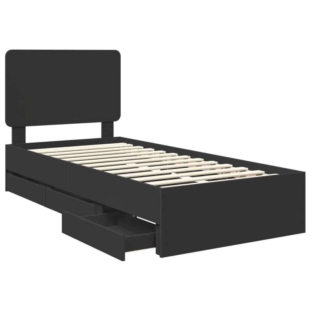 Struttura del letto-Giroletto Nero 90 x 200 cm Legno Ingegnerizzato 428298
