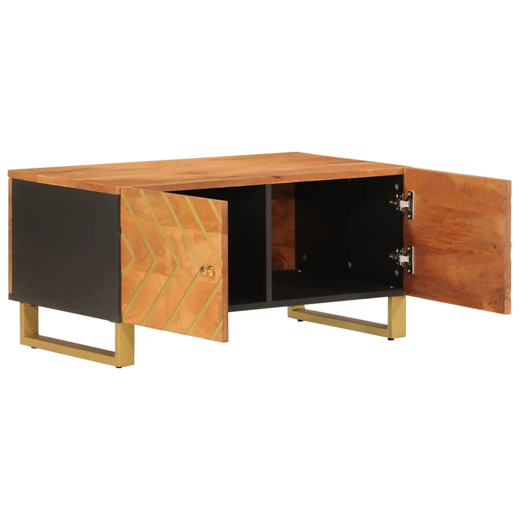 Tavolino da Salotto-Tavolino da soggiorno-Tavolo Marrone e Nero 80x50x40 cm Legno di Mango 460027