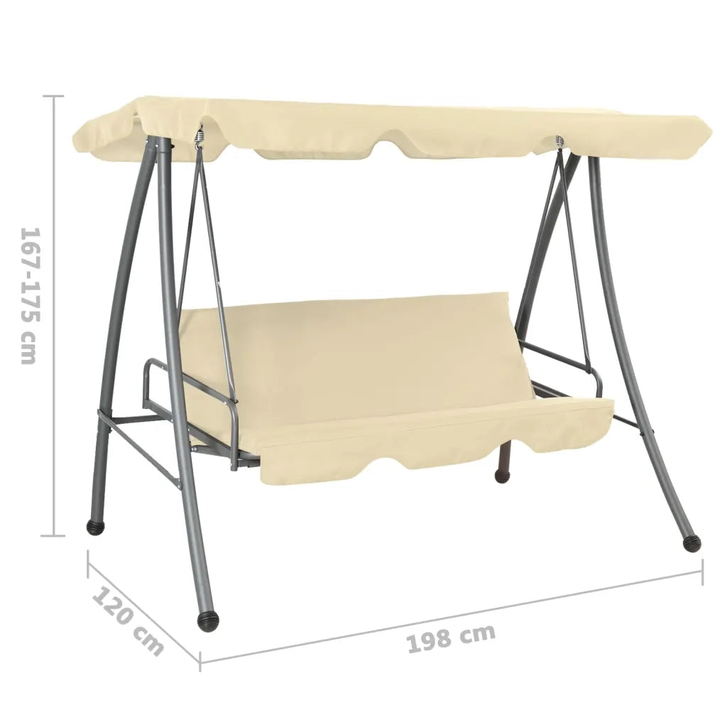 Panchina a Dondolo da Giardino | Panca da Giardino con Baldacchino Bianco Sabbia