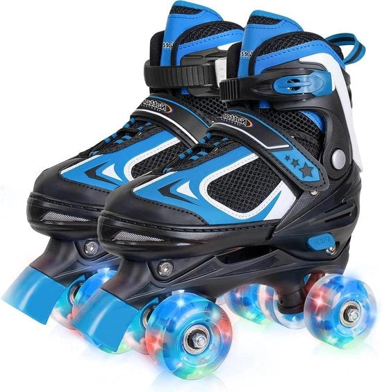 Ruote a led regolabili per pattini per bambini - protezione completa - blu - indoor e outdoor - per ragazzi e ragazze - 1-3 anni