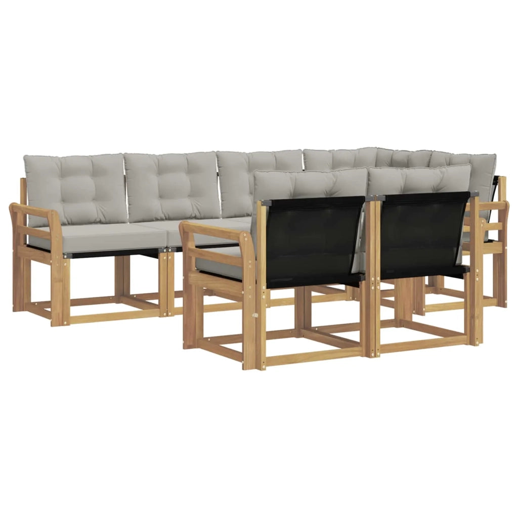 Set di divani da esterno 7 pz Bianco e Grigio Chiaro 3389573