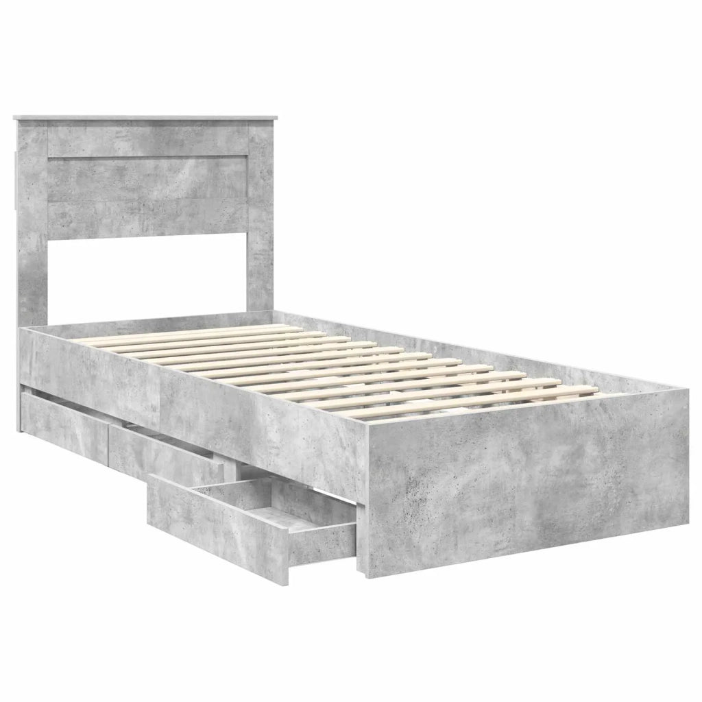 Struttura del letto con cassetto Grigio cemento 90 x 200 cm 3409880