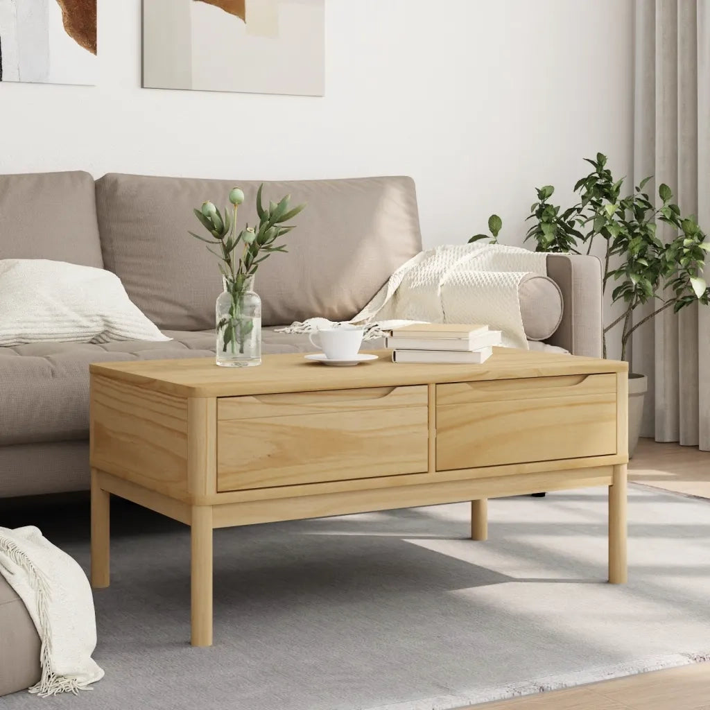 Tavolino FLORO Marrone Cera 99x55,5x45 cm in Legno di Pino 374017