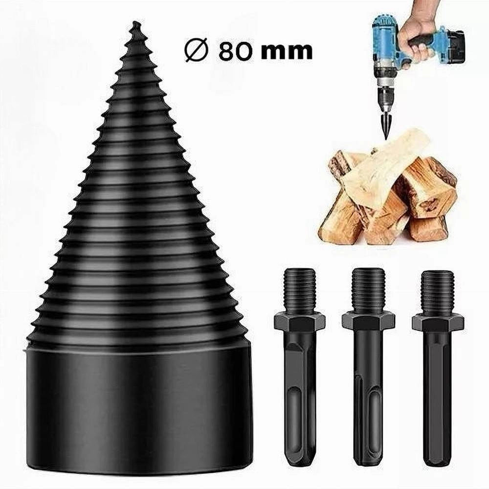 Trade Shop - Vite Conica Spaccalegna 80mm Fresa Legno Punta Per Trapano Con 3 Attacchi 07519 -