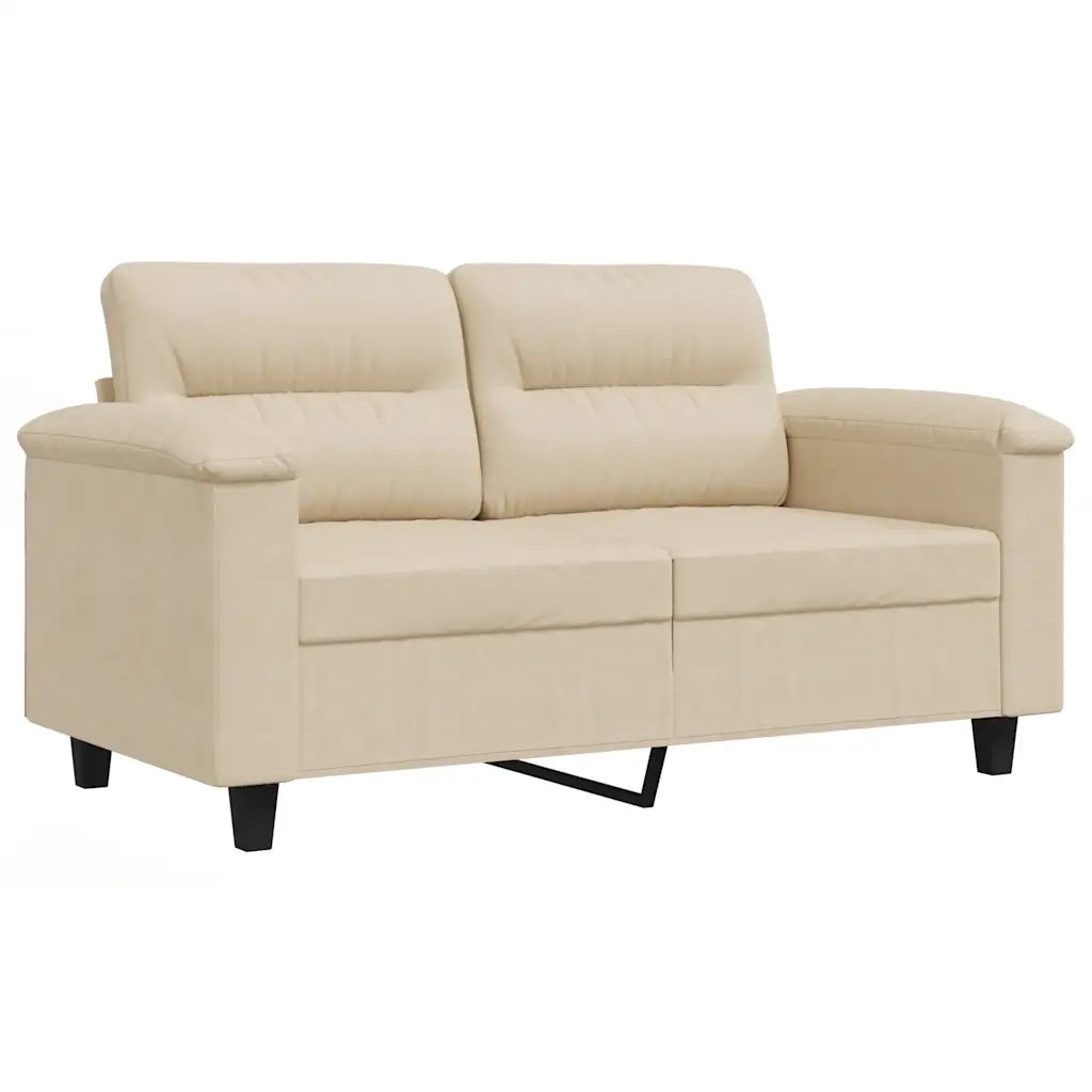 Divano a 2 Posti-Sofa 2 Posti Crema 120 cm in Tessuto Microfibra