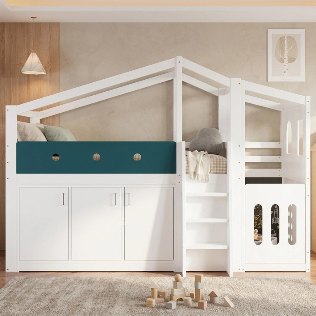 LETTO Semialto a forma di casa 90x200 cm Bianco in legno e MDF